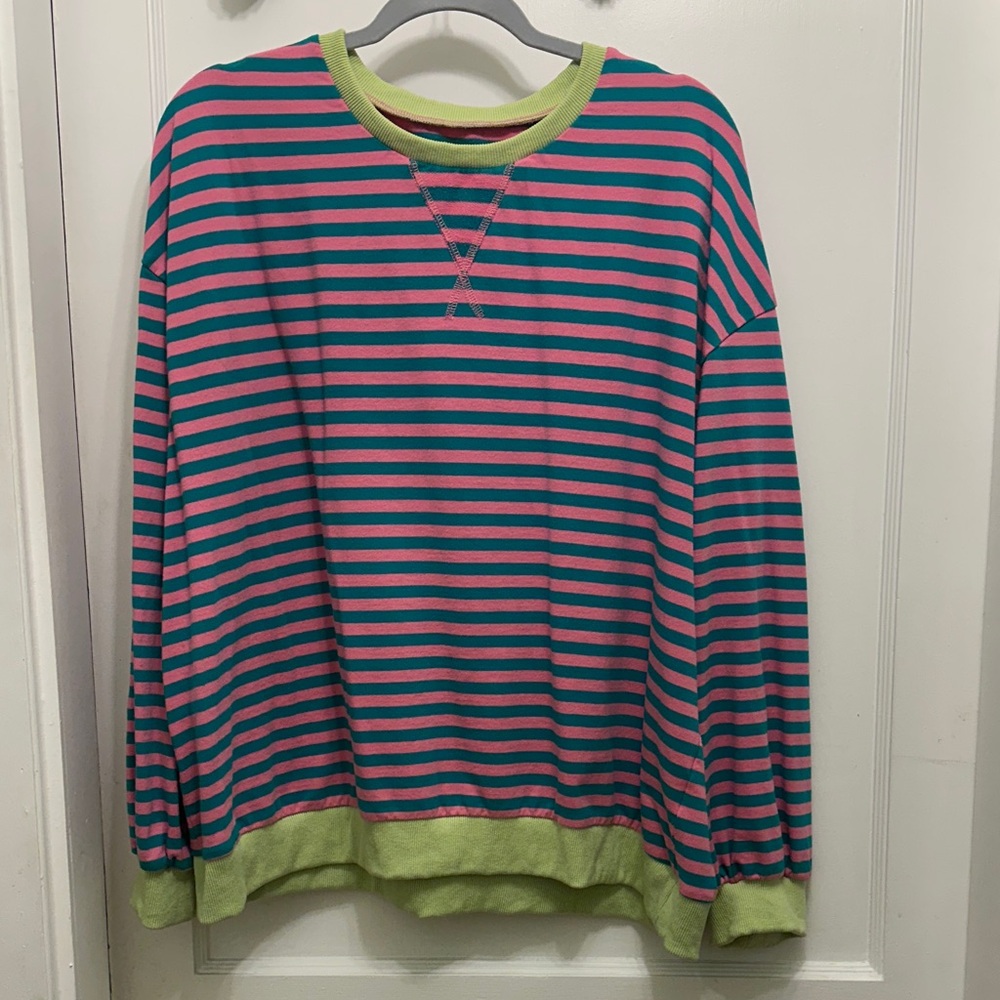 Striped Pink and Green Sweater